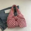 1Pc Summer Korean Retro Plaid Vest Bag Large Capacity Shoulder Bag Light Shopping Bag Versatile Canvas Bag Female Student