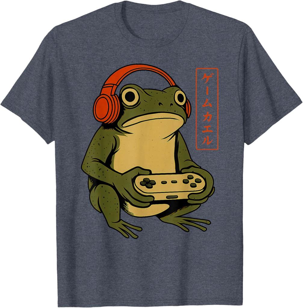 Funny Gamer Frog Unisex Women Boys Funny Vintage Gaming TShirt Cotton Tee Cartoon Vintage Frog Gamer Unisexs Womens Clothing