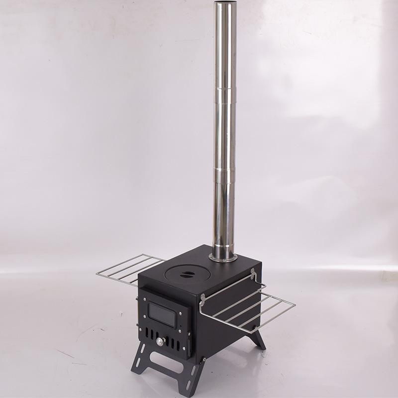 Portable Outdoor Cassette Stove: Camping Heater, Firewood Stove, Barbecue Grill, Chimney Oven, Stainless Steel.