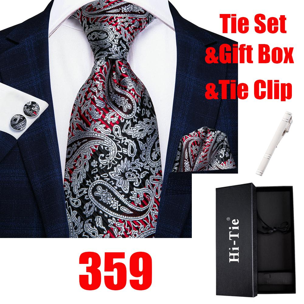 Hi-Tie 20 Stile, modische Herren-Krawatte, Paisley-Krawatte, Taschentuch, Manschettenknöpfe, Geschenkbox