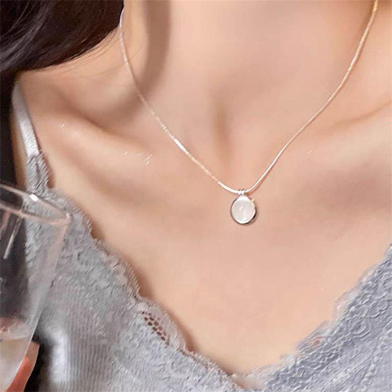 Simple Retro Oval Aquamarine Pendant Necklace For Women Girls Luxury Snake Chain Necklace Temperament Jewelry Gifts