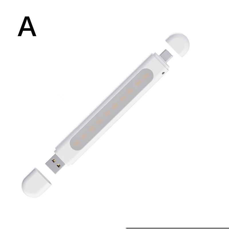 Mini Usb Led Night Light 8Leds Book Lamp Extension Pole Plug Adapter For Reading Notebook Power Bank Type-C And Usb Interfaces