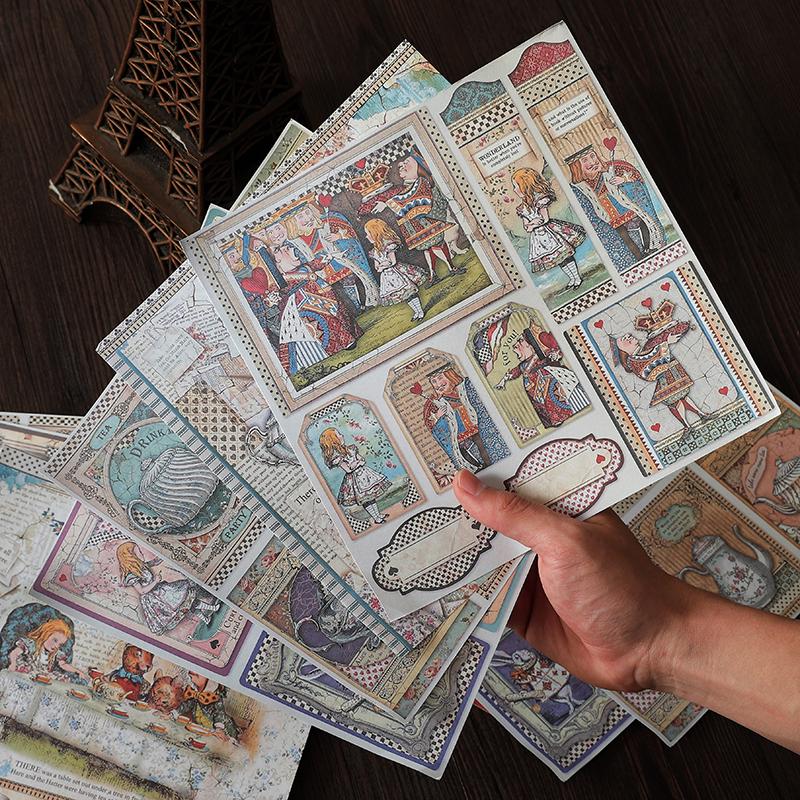 Large Retro Double-Sided Adhesive Journal Base and Decorative Background Paper Stickers