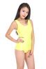 Omoshiro Club Smooth Knit Old-Style School Swimsuit (KNR08) (Extra Large 100kg Size, Yellow)