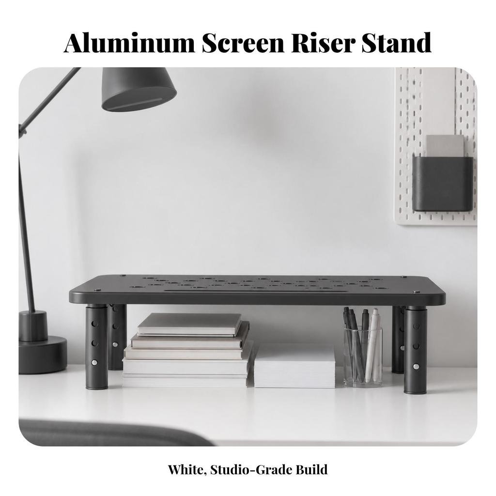 Desktop Monitor Riser Ergonomic for Study Area, Compact Computer Setup