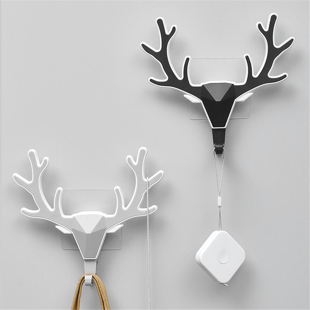 Schwarz Hirsch Horn Wand Hängen Haken 3D Elch Kopf Anhänger Rack-Home Wand Dekor