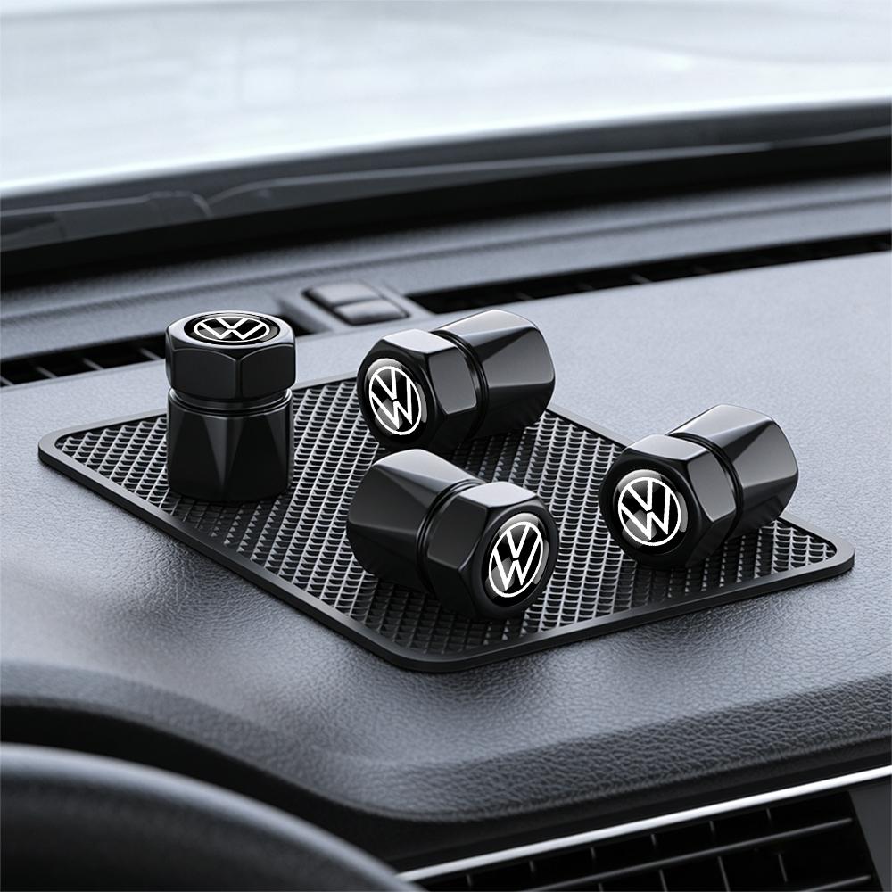ABCD1 4Pcs Car Tire Valve Caps Metal Wheel Dust Covers Accessories For Volkswagen GTI Golf Polo Passat VW CC Tiguan T-ROC Jetta Taigo