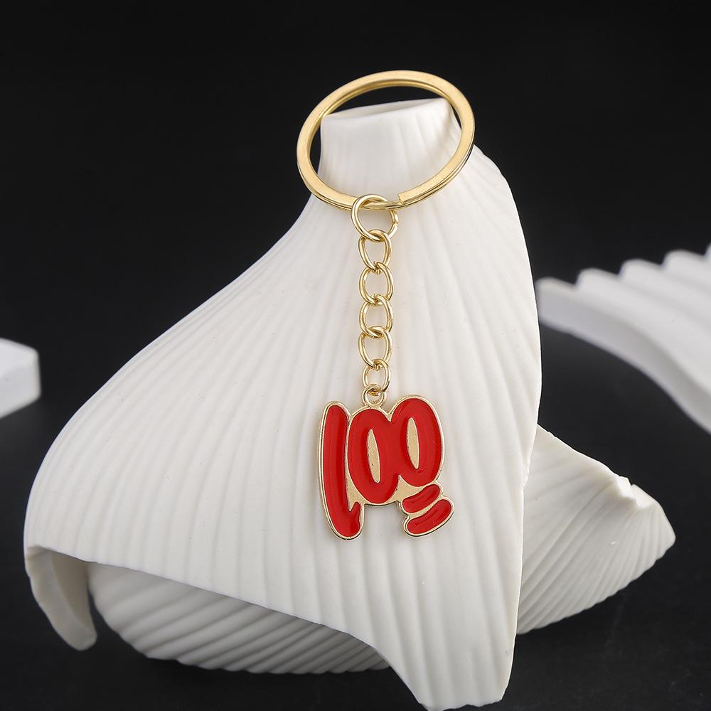 Red Oil Drop Alloy Keychain: Personalized 100 Points Graduation Pendant for Men & Women - Perfect Backpack Accessory