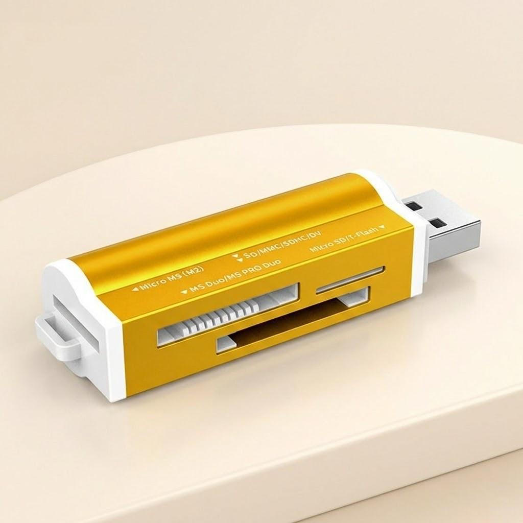 

High Speed USB 20 Multi Card Reader for Micro SD SDHC MMC MS PRO DUO TF M2 Universal Compatibility Multi Format Adapter золотой