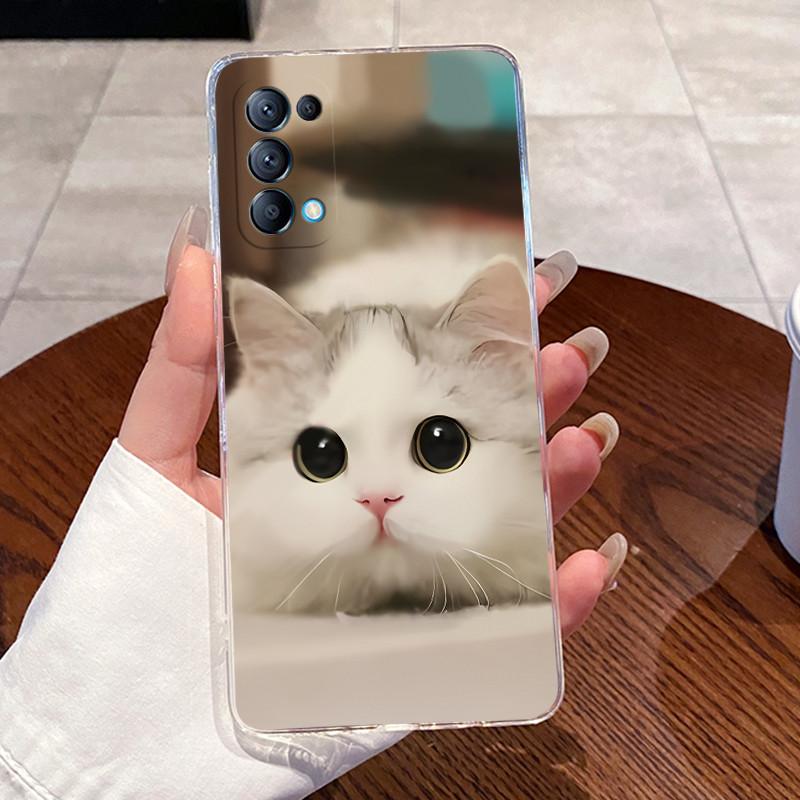Cases For OPPO Reno 5 5Pro 5K Find X3 Lite Shell Clear Silicone Soft TPU Back Cover For Reno5 K Pro Cute Rabbit Cat Phone Case