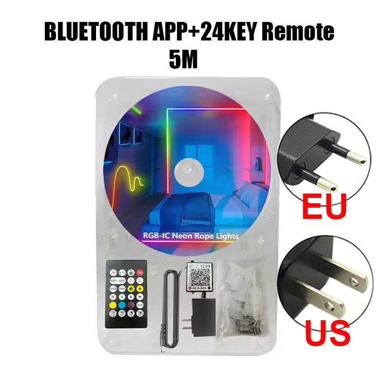 Smart Bluetooth Rgbic Neon Led Strip Light 5M-20M Waterproof 24V Rgb Neon Rope Light App Control For Party Room Game Room Decor