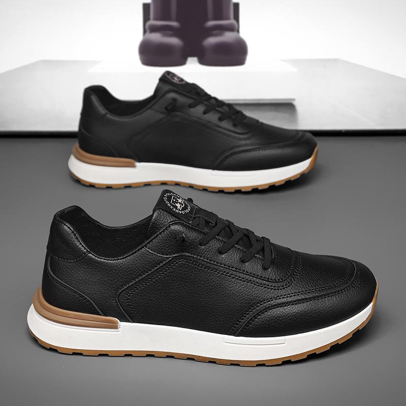 

Thick baseplate shoes student autumn casual leather sneakers 44 чорний