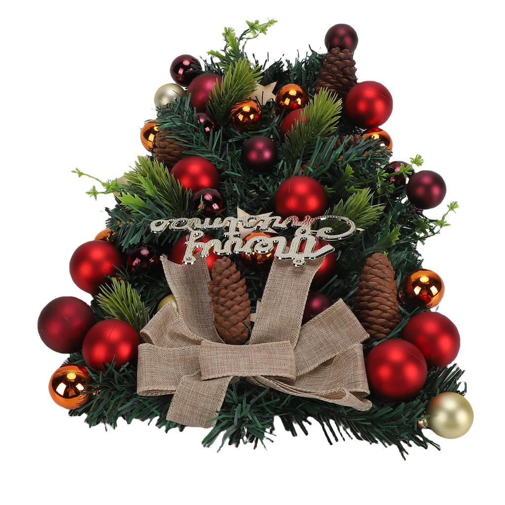 Xmas Swag Creative Artificial Spruce Xmas Teardrop Wreath with Pine Cones Balls Bow for Door Window Display Arrangement