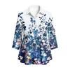 Women's Vintage Floral Print Button Down Blouse, 3/4 Sleeve Relaxed Fit Shirt