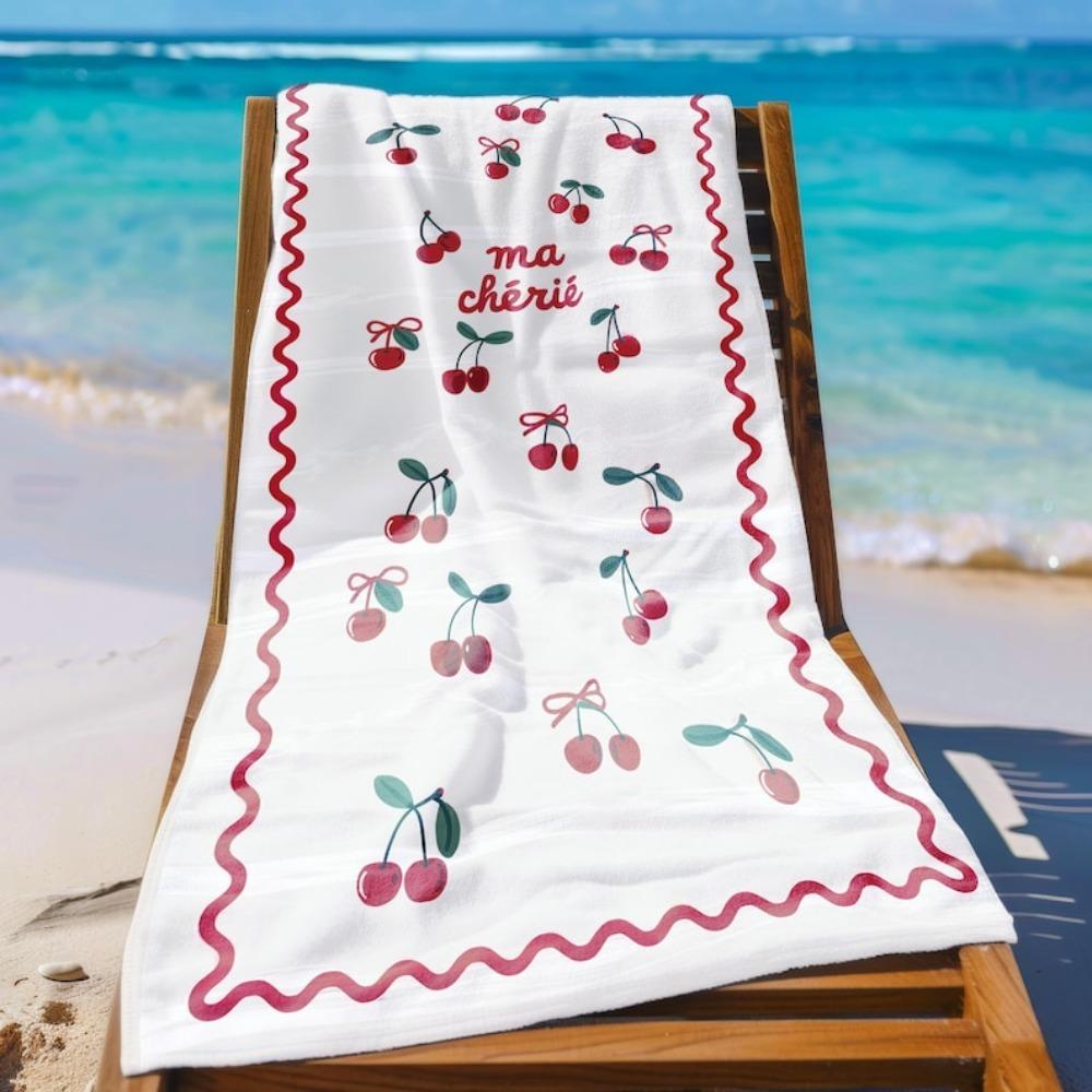 1 Ma Cherie Kirsch Strandtuch 2D Einzelmotiv Süß Weich Schnelltrocknend Sandabweisend Langlebig Strand Pool Urlaub Reise Picknick Verwendung