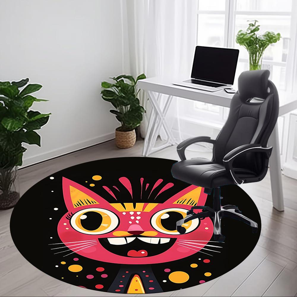 1pc Cat Whiskers Office Round Area Rug, Indoor Mat Suitable For Office, Under Office Chairs Bedroom Living Room Home Decor, Room Deco