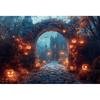 Yeele Fotografie Hintergrund Halloween Horror Mondnacht Gelber Ahornwald Kürbis Laternen Kinder Erwachsene Party Dekoration Kulisse