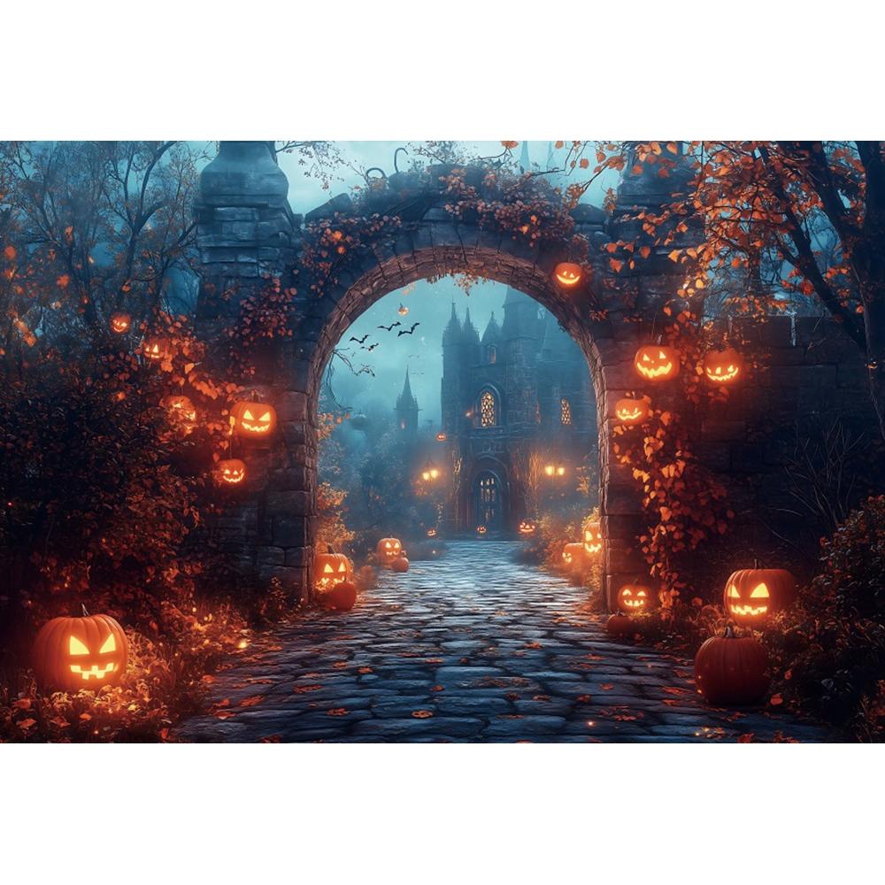 Yeele Fotografie Hintergrund Halloween Horror Mondnacht Gelber Ahornwald Kürbis Laternen Kinder Erwachsene Party Dekoration Kulisse