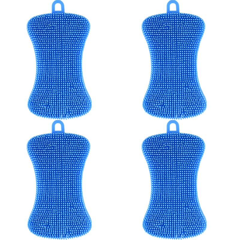 1/4Pc Silicone Dish Washing Brush Pot Pan Sponge Scrubber Silicone Scouring Pad Fruit Pot Pan Wash Brushes Kitchen Cleaning Tool