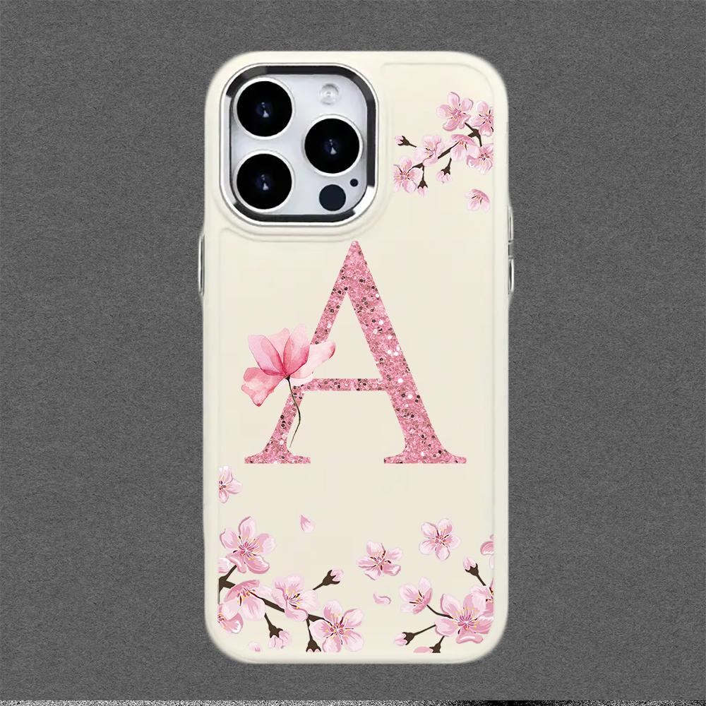 Cherry Blossom Letters Case,suitable for iPhone 16 15 14 13 12 11 Pro Max X XS XR