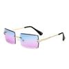 Vintage Brown Square Sunglasses Woman Luxury Brand Small Rectangle Sun Glasses Female Gradient Mirror Rimless Oculos De Sol