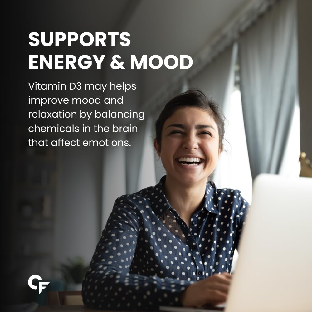 Carbamide Forte Vitamin D3 60000IE 90 Tabletten für Männer & Frauen | Immununterstützung, Knochengesundheit, Orangenaroma -