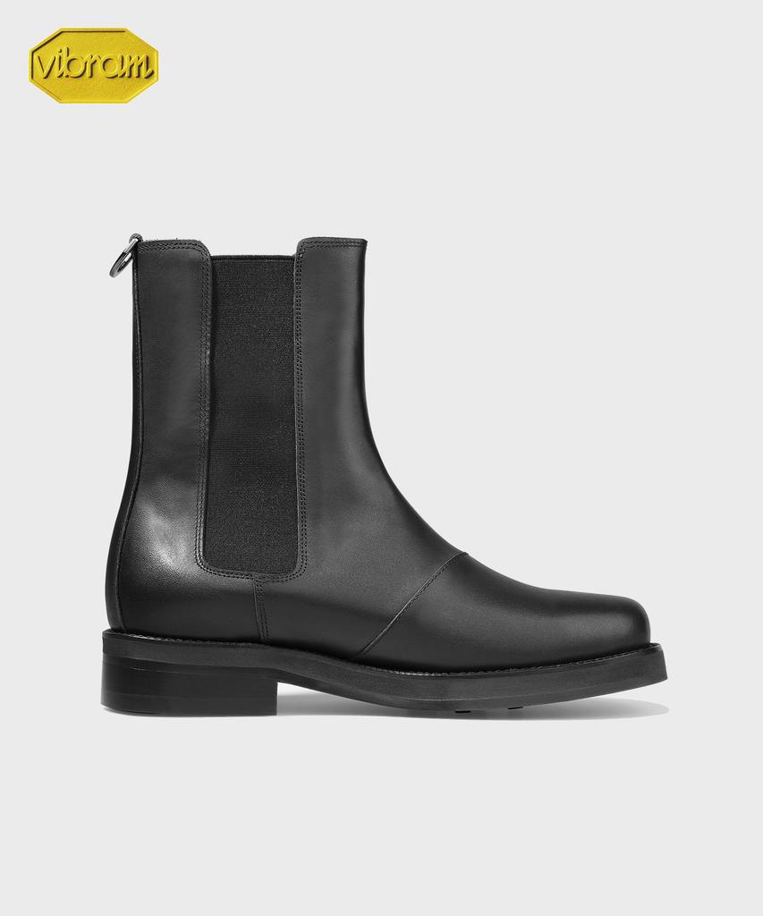 Firenze Atelier [Vibram] Minimal Line Pull-Up Leather Chelsea Boots 9900 [Shine Black]