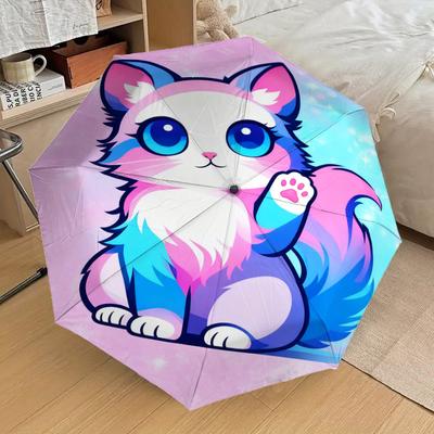 1pc Kawaii Cat Pattern Umbrella Design Automatic Opening and Closing Umbrella, High-quality Travel Umbrella, C1128276