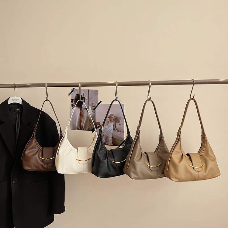 Women's Soft Leather Underarm Bag Casual Commuter Shoulder Bag