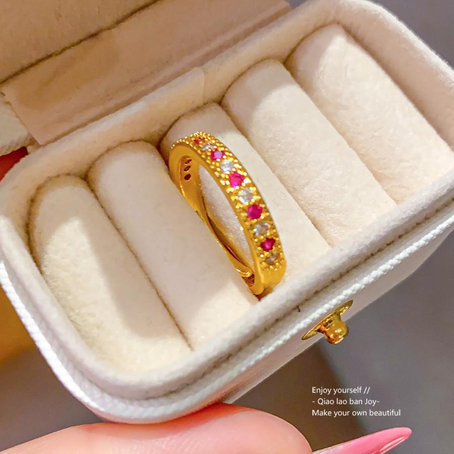 Geometric Gold Plated Zircon Ring For Women Elegant Fashion Jewelry Gift