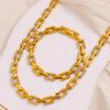 European Elegant Stainless Steel Jewelry Set: Mouth-Shaped Chain and Interlocking Square Bracelet Necklace
