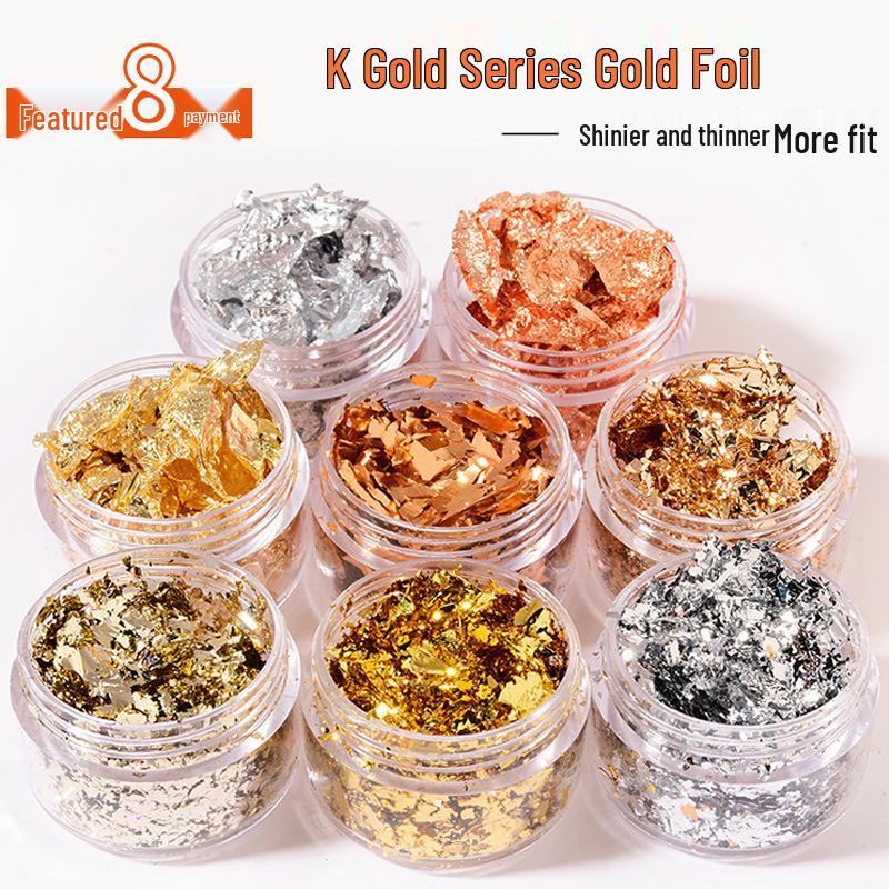 Ultra-Thin Gold & Silver Leaf Nail Art Decoration Flakes & Stickers