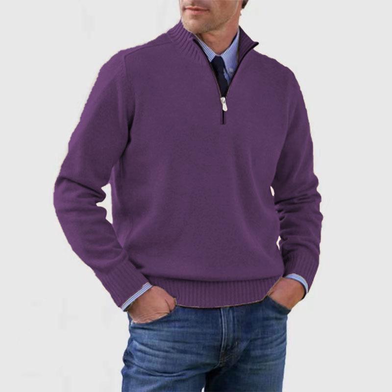 Autumn/Winter Men'S Plus-Size Knit Top, Zip-Up Knit Shirt, Warm Base Layer, Sweater For Men