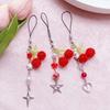 Cherry Cellphone Chain Colorful Beaded Keychain Handmade Detachable Phone Lanyard Pendant Ornament for Wallet Bag