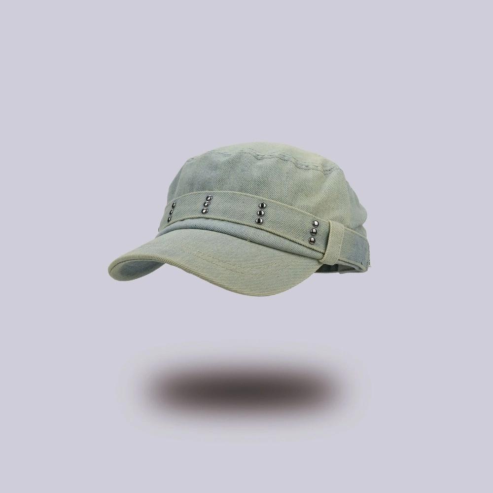 Washed Denim Flat Top Hat Y2k Cadet Cap Casual Peaked Cap  Outdoor