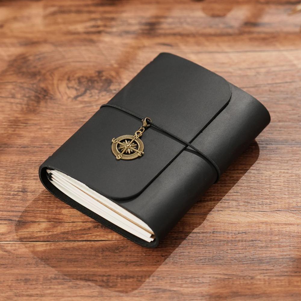 

Handmade Retro Passport Travel Notebook Refillable Design Tri-fold Sketchbook Loose-leaf Pages Genuine Leather Planner чорний