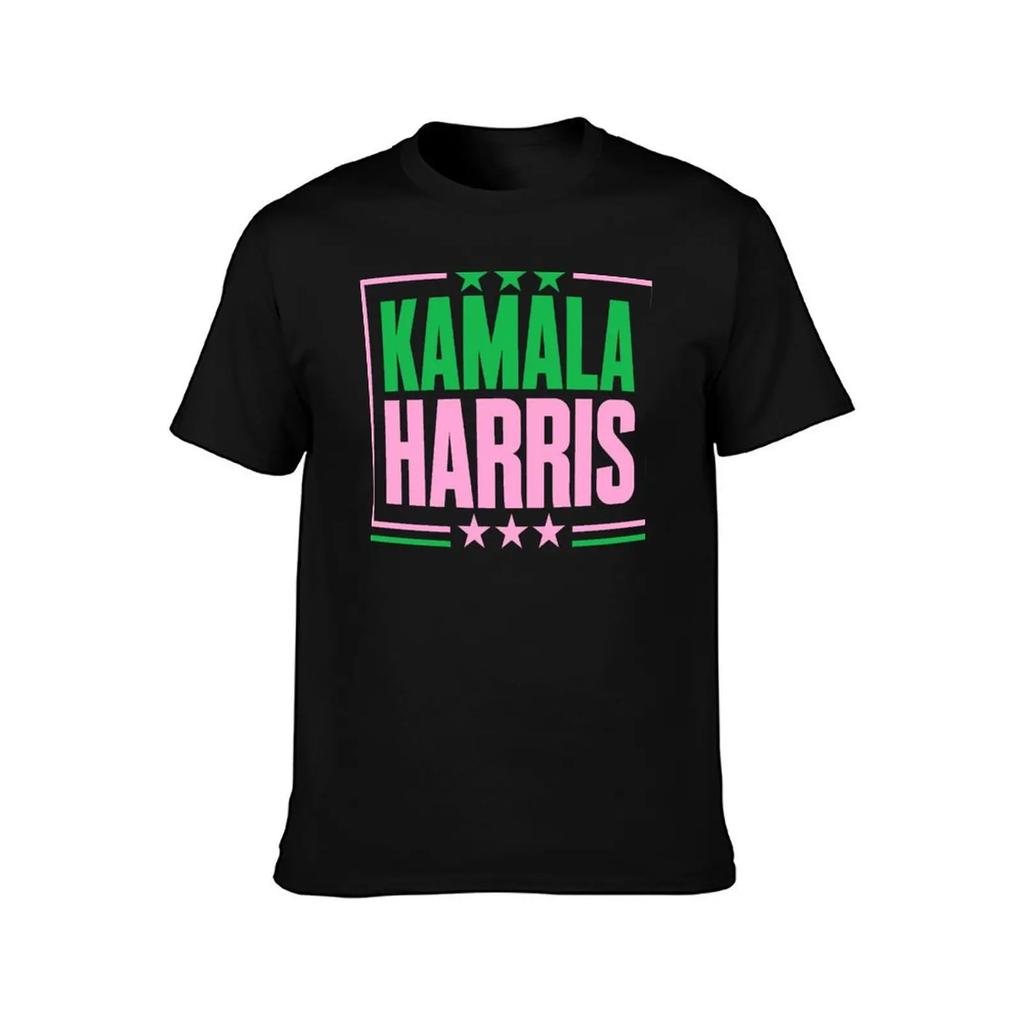 Kamala Harris 2024 Pink Green Im With Her T-Shirt Hippie Clothes Rapper Graphic Tees Men's Cotton T-shirt