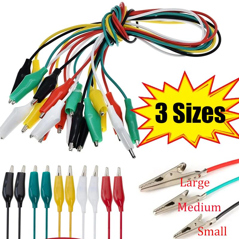 10PCS Colorful Double Alligator Clips Electrical Test Leads 50CM Jumper Terminal Alligator Clips Soft PVCCar Accessories