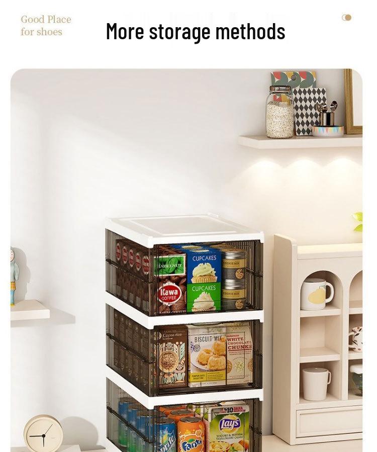 Foldable Transparent Shoe Box Cabinet with No-Install Lid - Multi-layer Thickened Shoe Rack for Home Storage