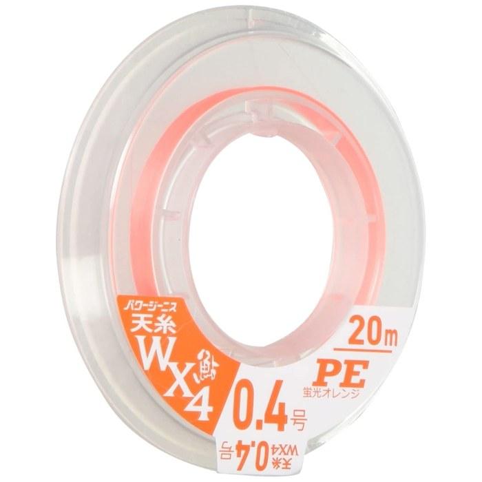 X-Braid PE Line Power Genis Ayu Tenito PE WX4 20m 0.4 Number 4-Pack Fluorescent Orange