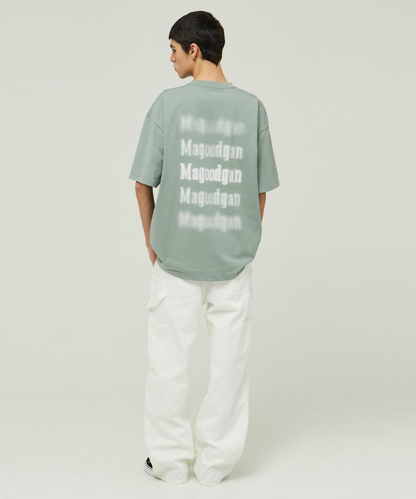 MAGOODGAN Swagver 3547 Back Art Oversized Khaki Short Sleeve Tee