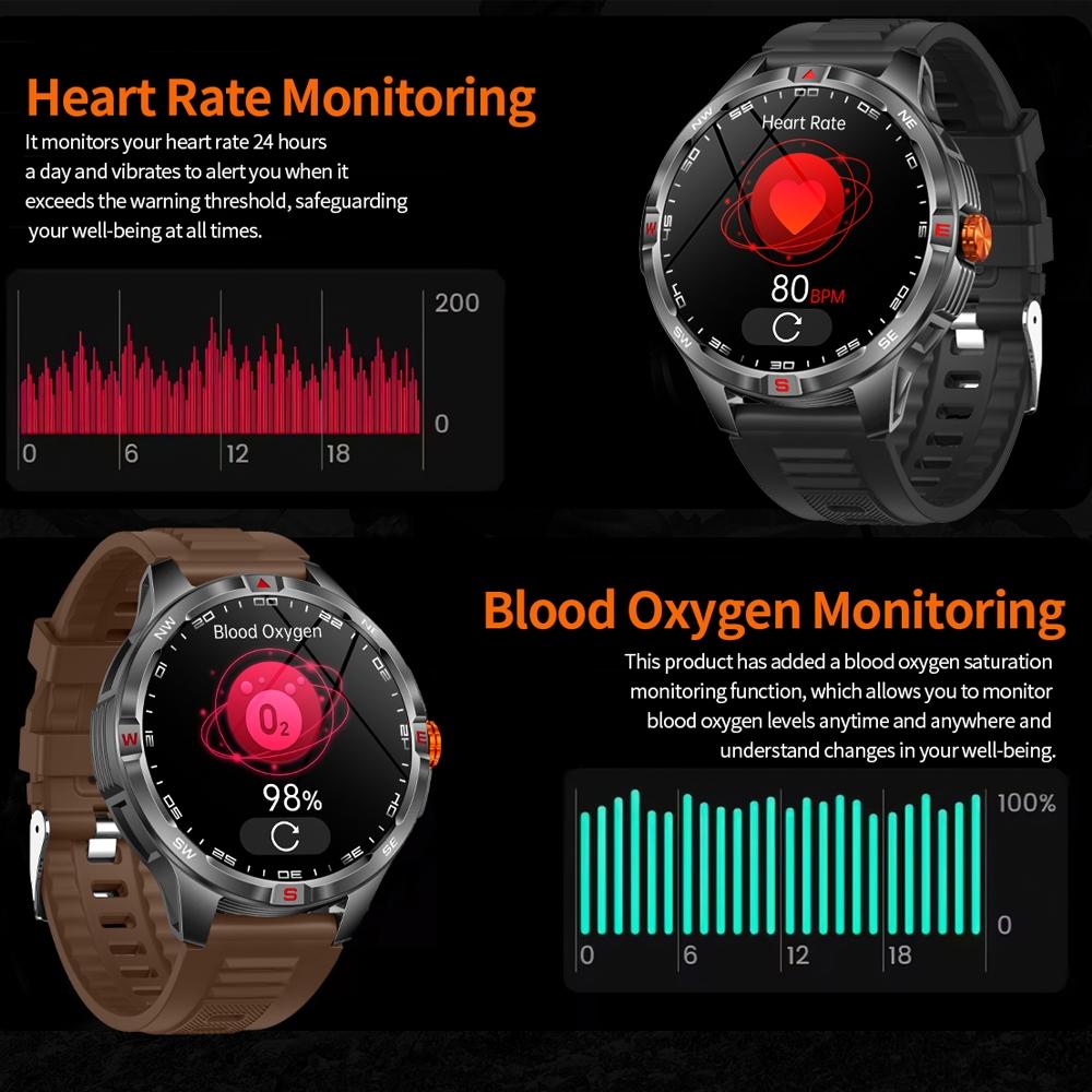 1000 mAh Battery Outdoor Smart Watch Men GPS Sport Compass AI Voice Assistant Watch 5ATM Waterproof Outdoor Smartwatch New
