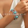 European and American Ethnic Style Personalized Retro Alloy Turquoise Elastic Bracelet Women's Bohemian Bracelet Jewelry