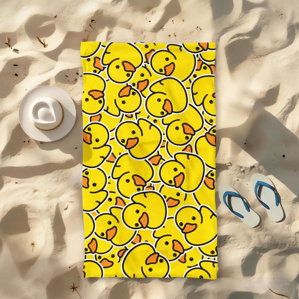 Shanika Chen 1Pc Extra Large Beach Towel, Chic Duck, Super Absorbent Lightweight Soft Fabric, Ideal For Beach Pool Travel Vacation Bath Towel