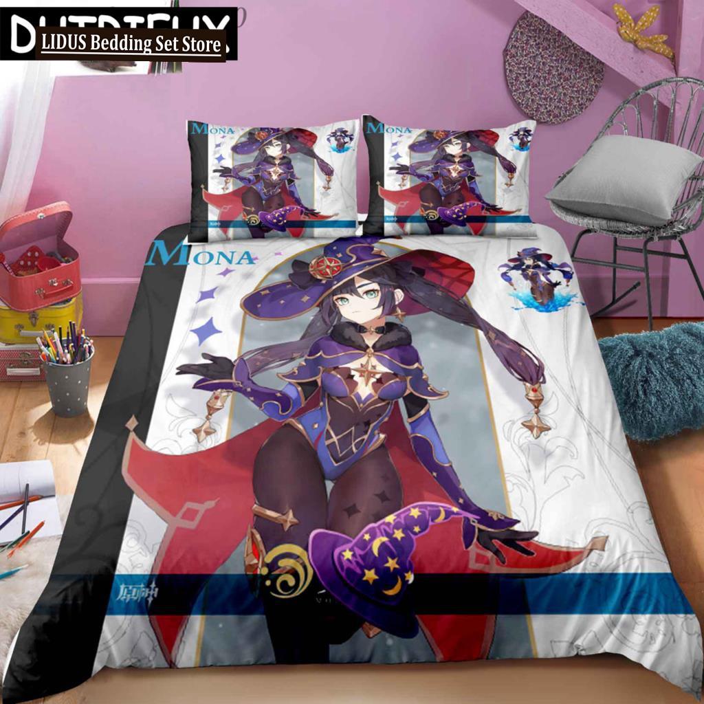Anime Genshin Impact 3D Printed Bedding Set King Duvet Cover Pillow Case Comforter Cover Bedclothes Duvet Covers 200x200