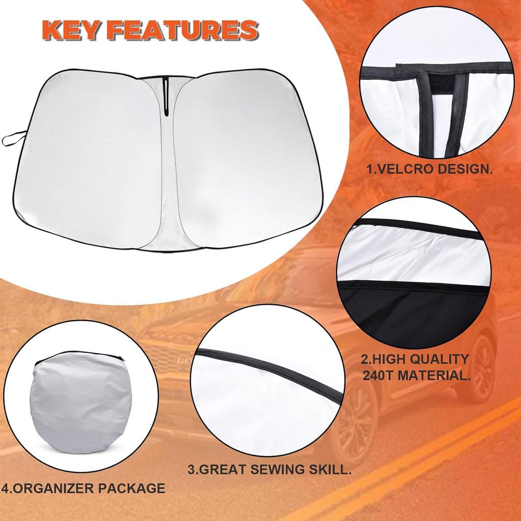 Windshield Sun Shade Compatible With Nissan Rogue 2014- Accessories, 240T Foldable Window Sunshade Sun Visor Protector, Blocks UV Rays Keep Your Car