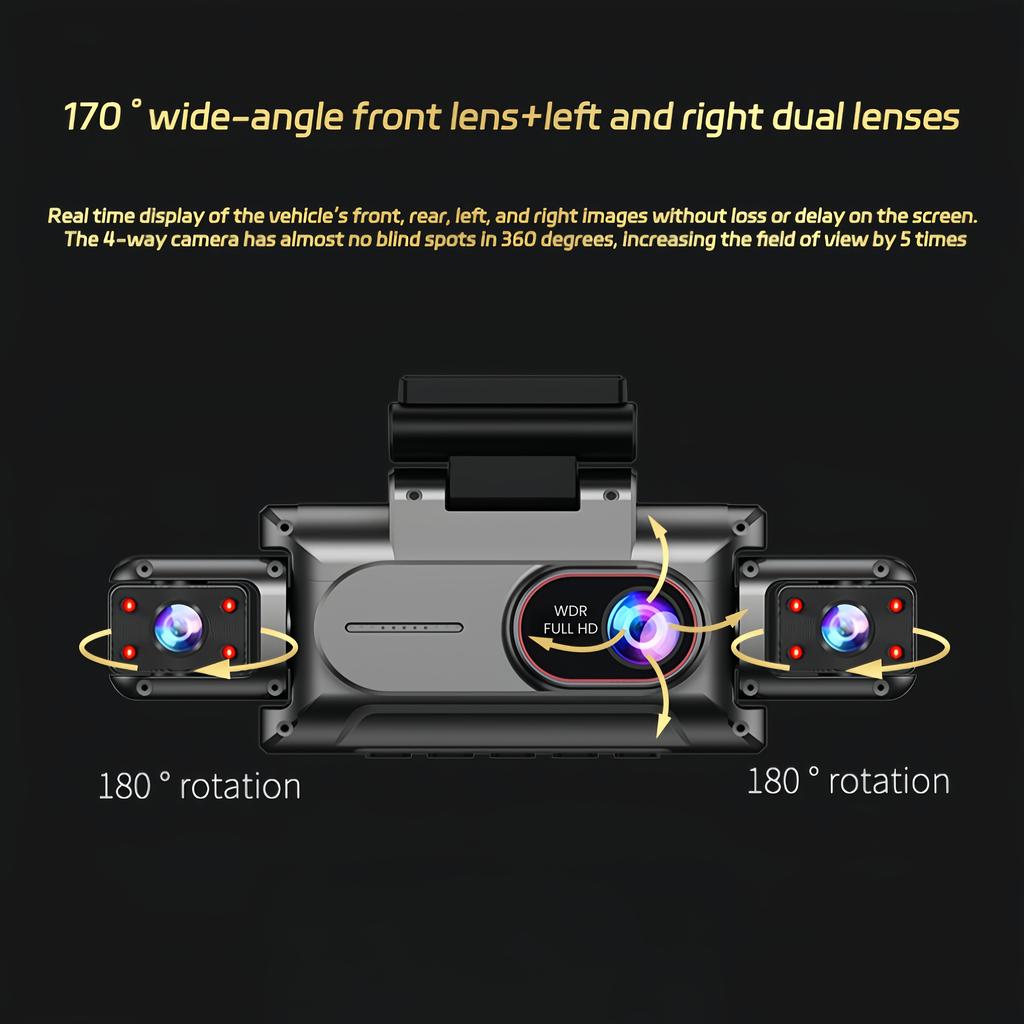 3-4 Kanal WiFi Dashcam, 1080P Full HD, APP WiFi-Steuerung, 3,5" Bildschirm, HD-Nachtsicht, 24h Parküberwachung