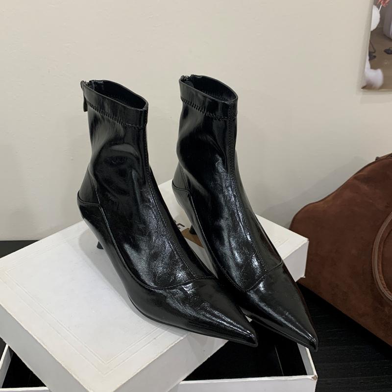 Fashion SUOJIALUN 2025 New Brand Women Short Boots Shoes Fashion Thin High Heel Outdoor Dress Chelsea Pumps Pointed Toe Ankle Boots Shoe