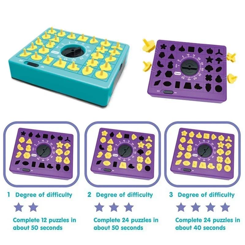 Children Time Board Puzzle Toy Shape Matching Popup Tray Toy Set with Timer Children Shape Cognitive Education Palything