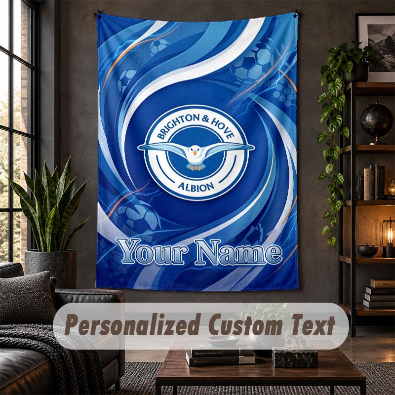 Tapeçaria de Parede Brighton & Hove Albion Estampa de Futebol Nome Personalizado Texto Pendurado na Parede Decoração de Casa